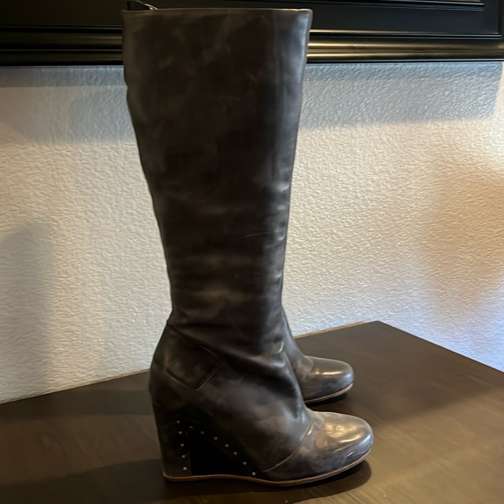 Navy UGG leather boots